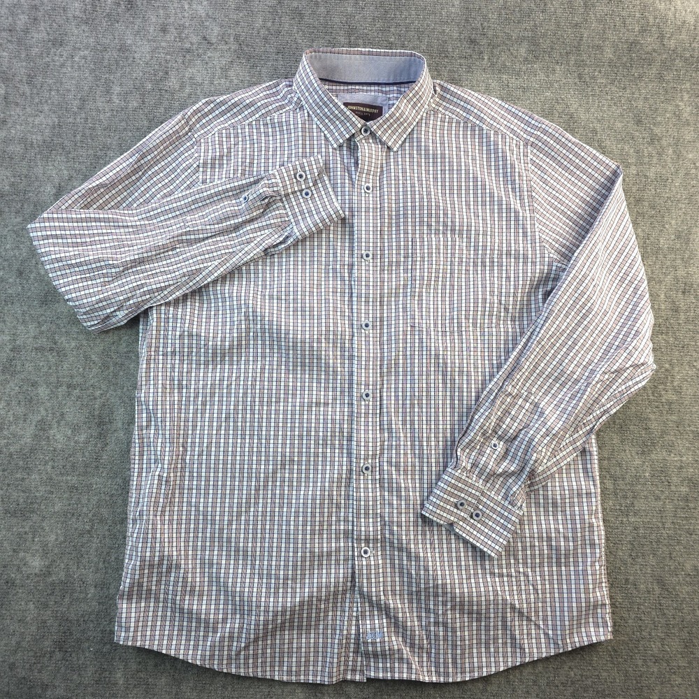 Johnston Murphy‎ Shirt Large Long Sleeve Button Up Multicolor Check Pocket - Picture 2 of 8